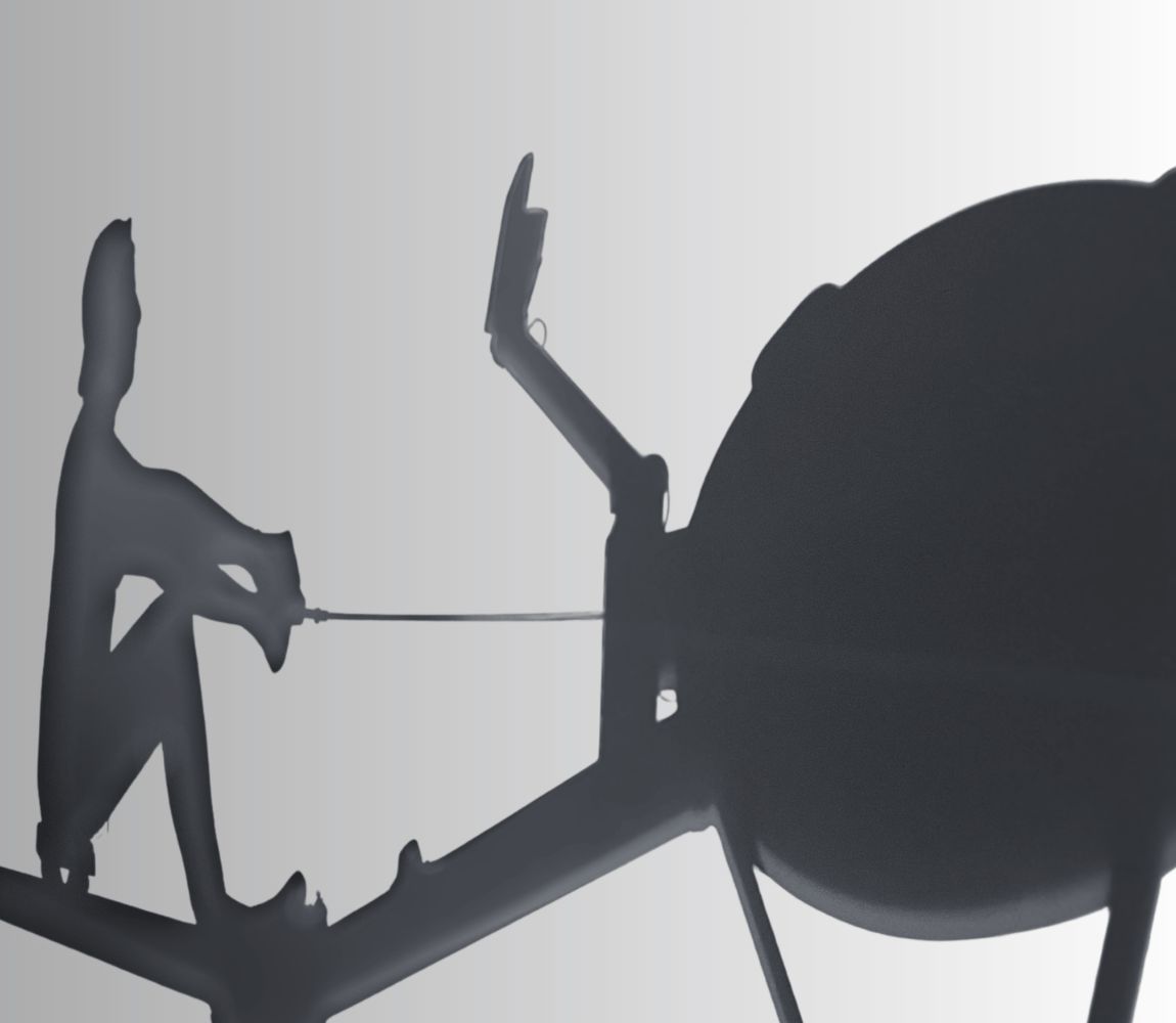 Shadow of a rower on a rowing machine